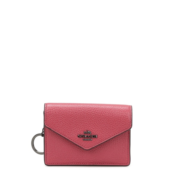 Coach Accessories - Coach Leather Envelope Card Case Pink with Keyring